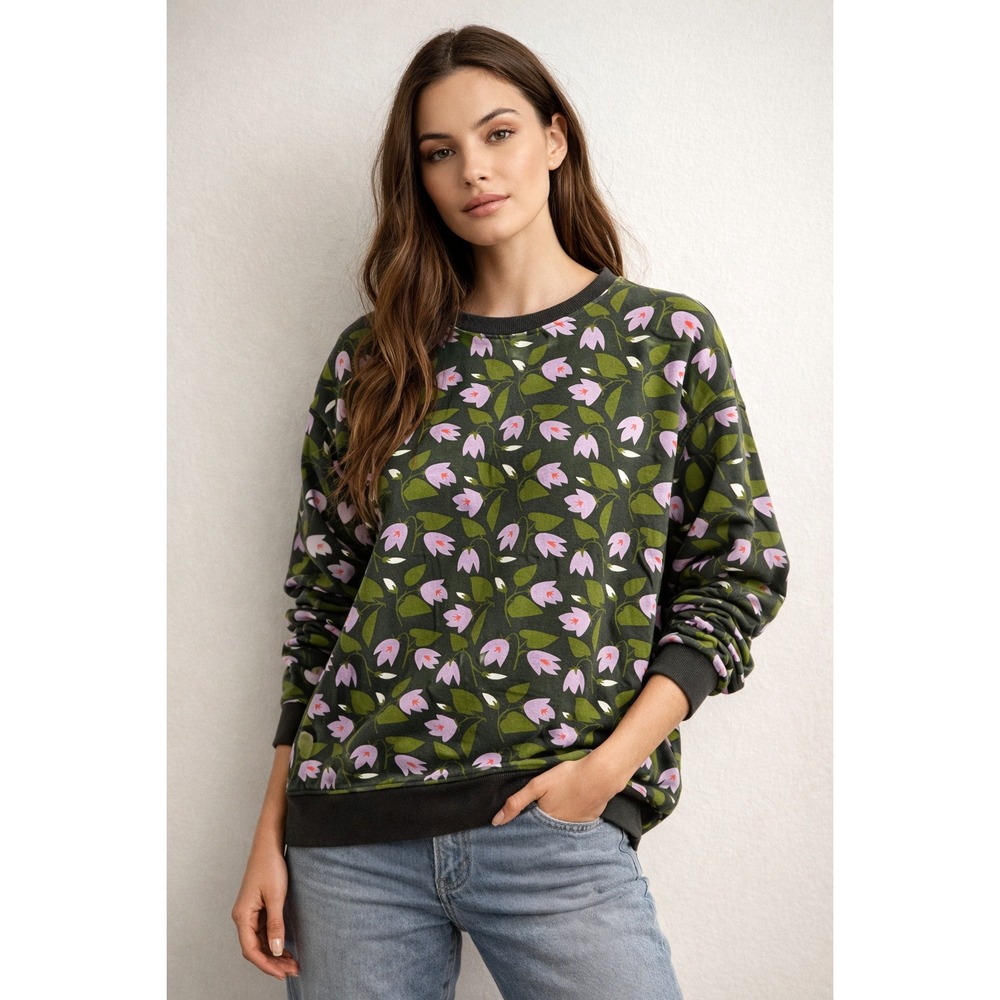 Compania Fantastica Bluebell Floral Sweatshirt Sz XL Spain Pullover Artsy‎ Rare